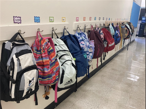 Backpacks in hall